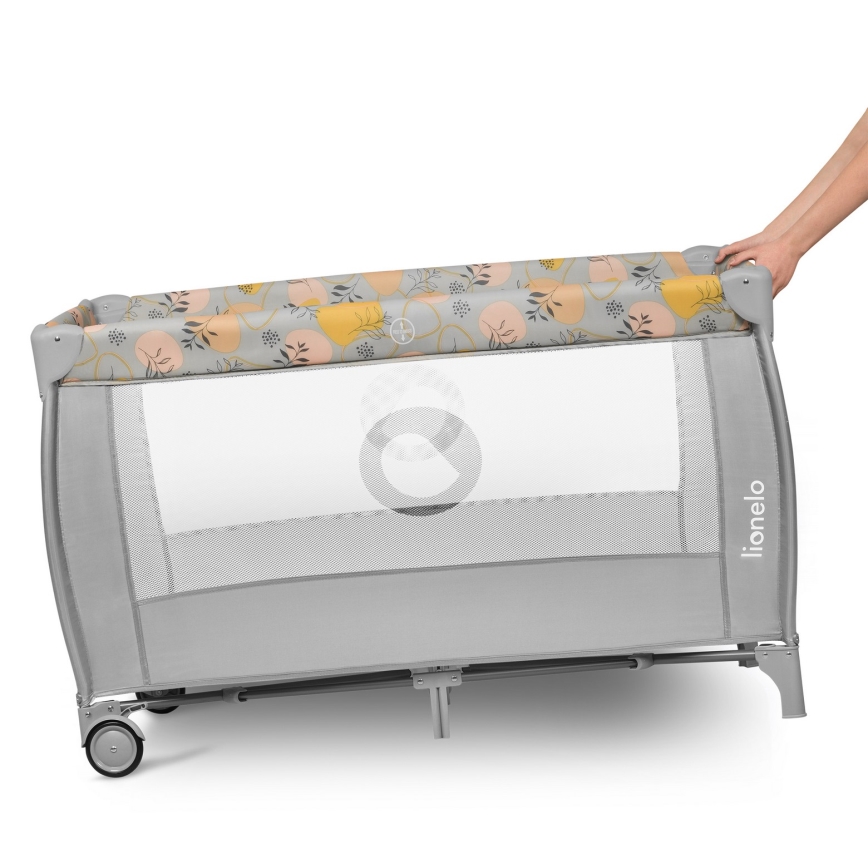 Lionelo - Lit de voyage STEFI PLUS Rose/Jaune