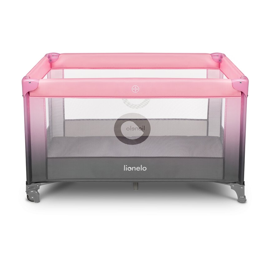Lionelo - Lit de voyage STEFI rose/gris
