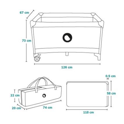 Lionelo - Lit de voyage STEFI turquoise