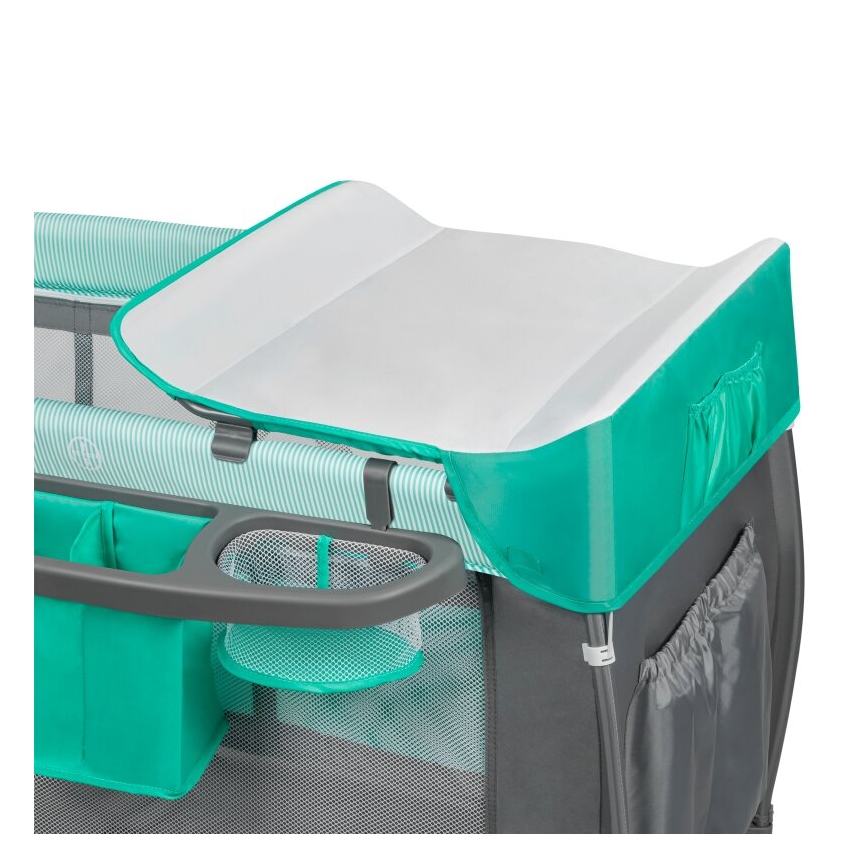 Lionelo - Lit de voyage SVEN PLUS gris/turquoise