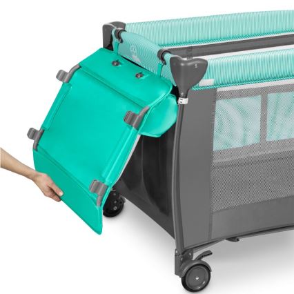 Lionelo - Lit de voyage SVEN PLUS gris/turquoise