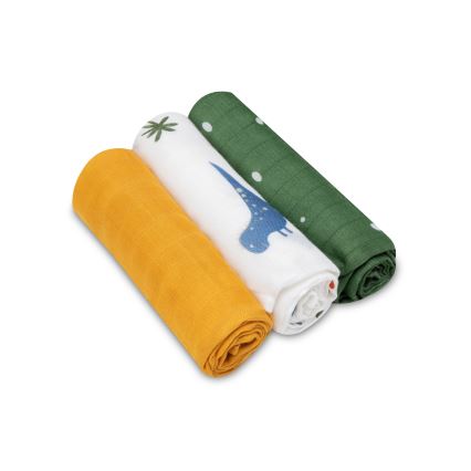 Lionelo - Lot de 3 langes en bambou BAMBOO SET 70x70 cm Dino