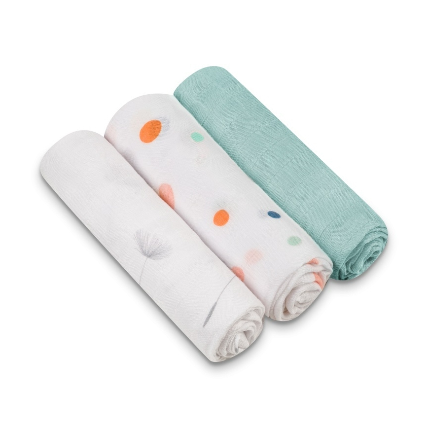 Lionelo - Lot de 3 langes en bambou BAMBOO SET 70x70 cm Dot