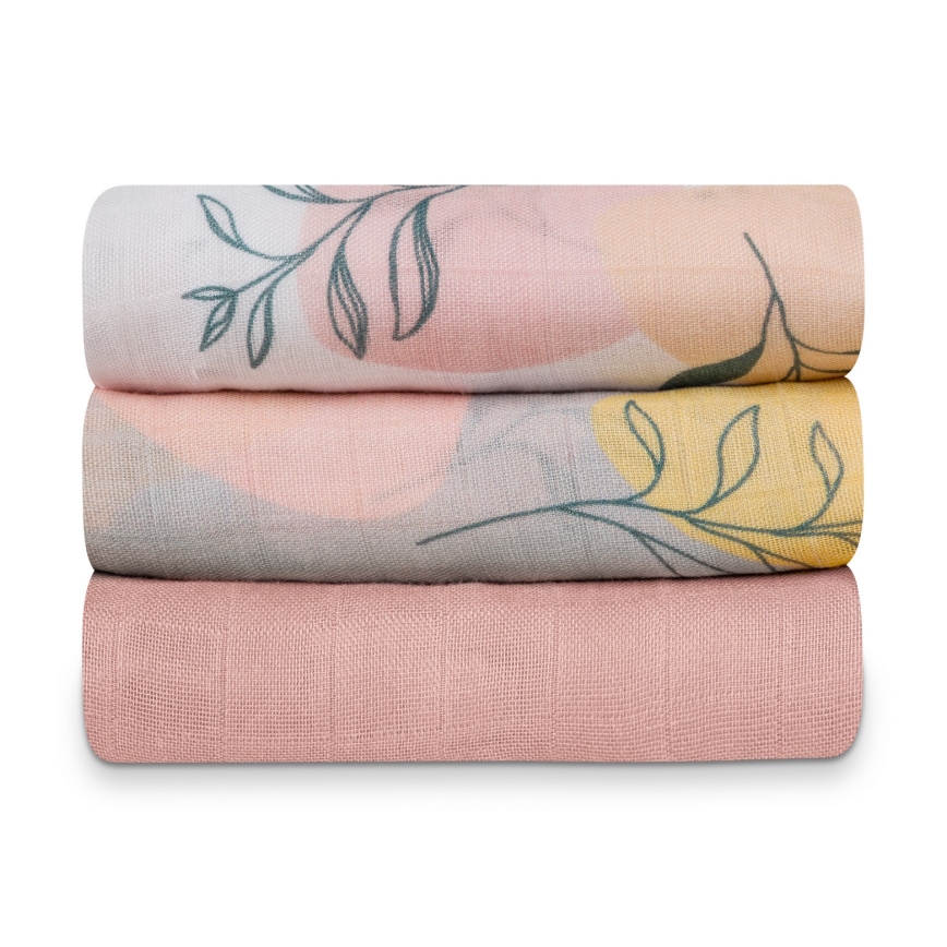 Lionelo - Lot de 3 langes en bambou BAMBOO SET 70x70 cm Leaf