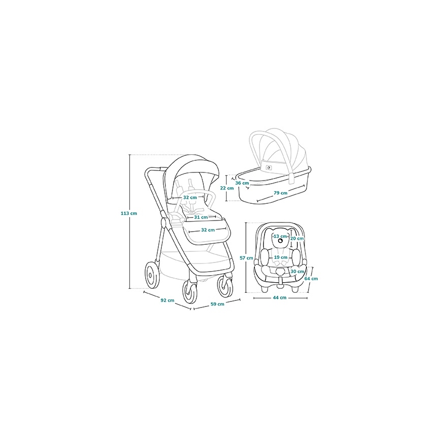 Lionelo - MERIL 3-in-1 combi-kinderwagen, Beige Sand