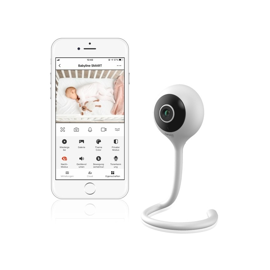 Lionelo - Moniteur bébé intelligent BABYLINE SMART Wi-Fi Blanc