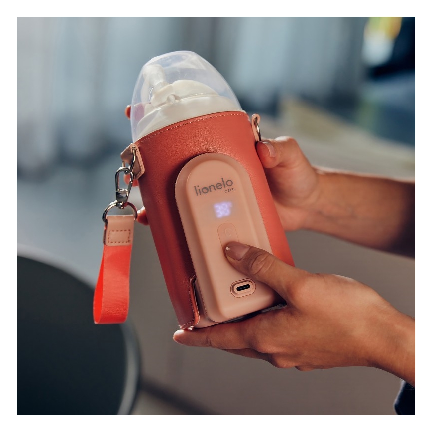 Lionelo - Oplaadbare flessenwarmer THERMUP GO EVO 18W/5V roze