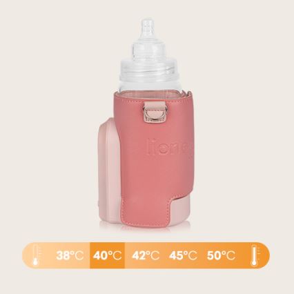 Lionelo - Oplaadbare flessenwarmer THERMUP GO EVO 18W/5V roze