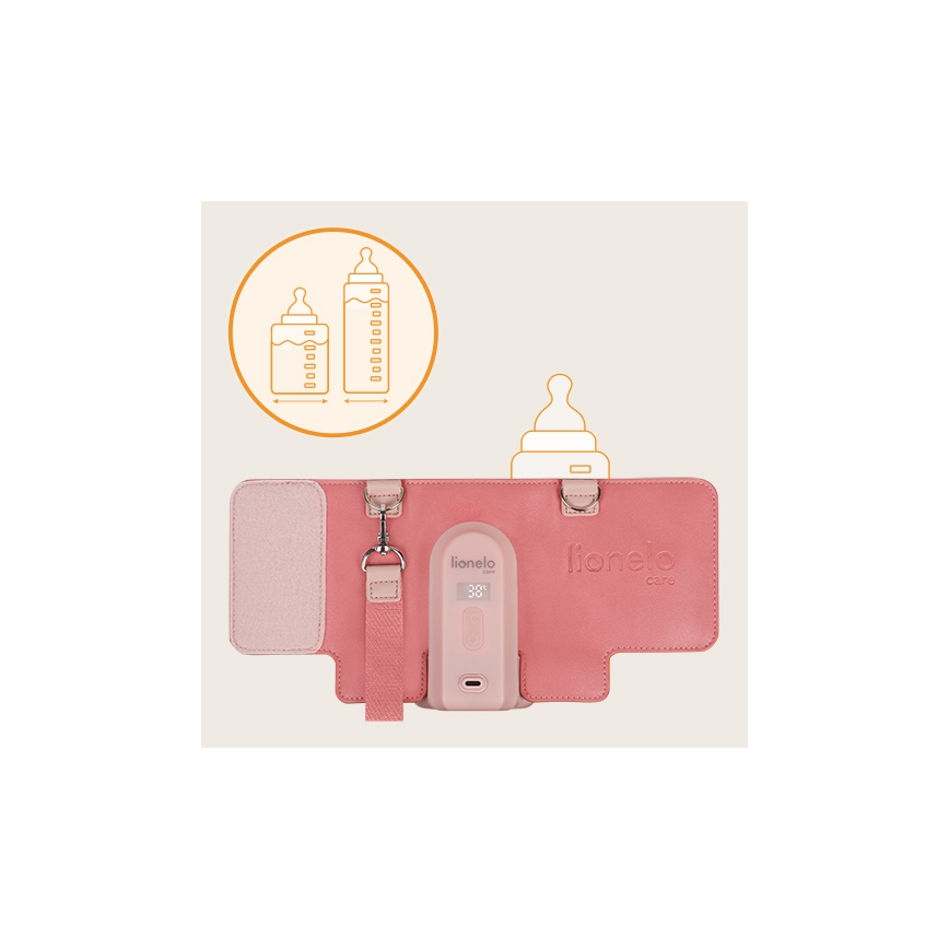 Lionelo - Oplaadbare flessenwarmer THERMUP GO EVO 18W/5V roze