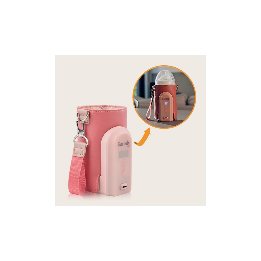 Lionelo - Oplaadbare flessenwarmer THERMUP GO EVO 18W/5V roze