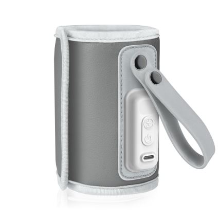 Lionelo - Oplaadbare flesverwarmer THERMUP GO 18W/5V Grijs Zilver
