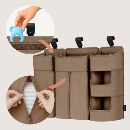 Lionelo - Organisateur 3 en 1 pour lit bébé SIDEPOCKET Beige