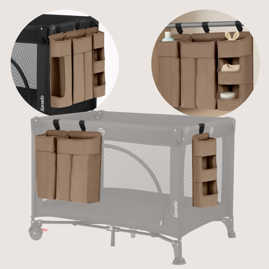Lionelo - Organisateur 3 en 1 pour lit bébé SIDEPOCKET Beige