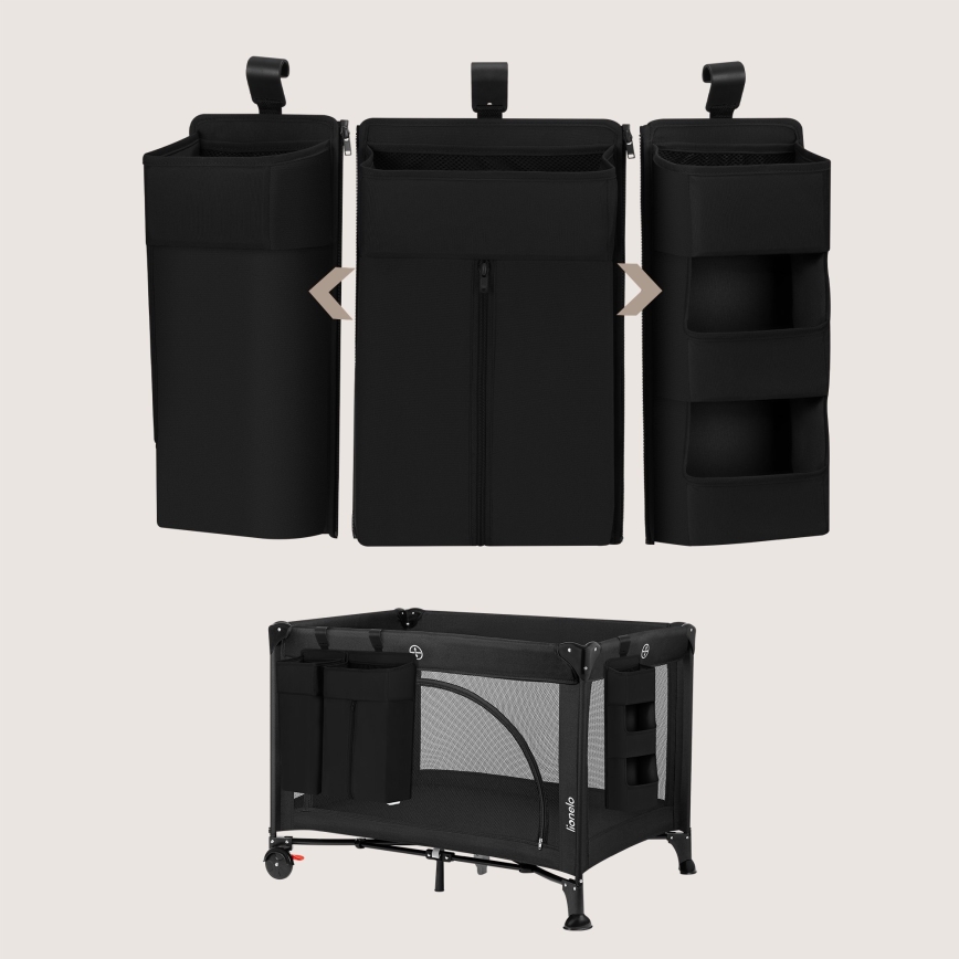 Lionelo - Organizer voor babybed 3-in-1 SIDEPOCKET Zwart
