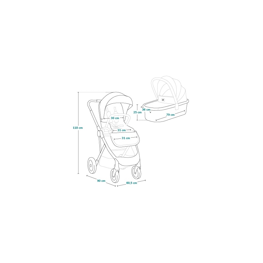 Lionelo - Poussette combinée 2-en-1 AMBER PLUS Vert forêt