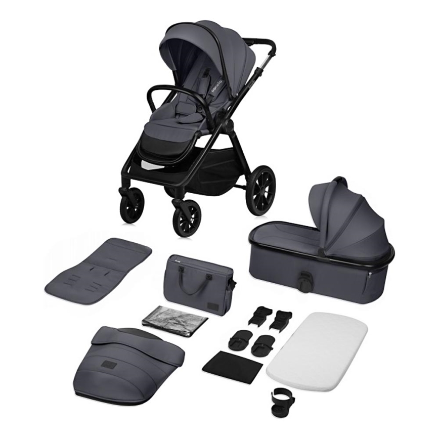 Lionelo - Poussette combinée 2-en-1 LAYLA Grey Stone