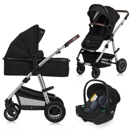 Lionelo - Poussette combinée 3-en-1 AMBER Noir/Argent