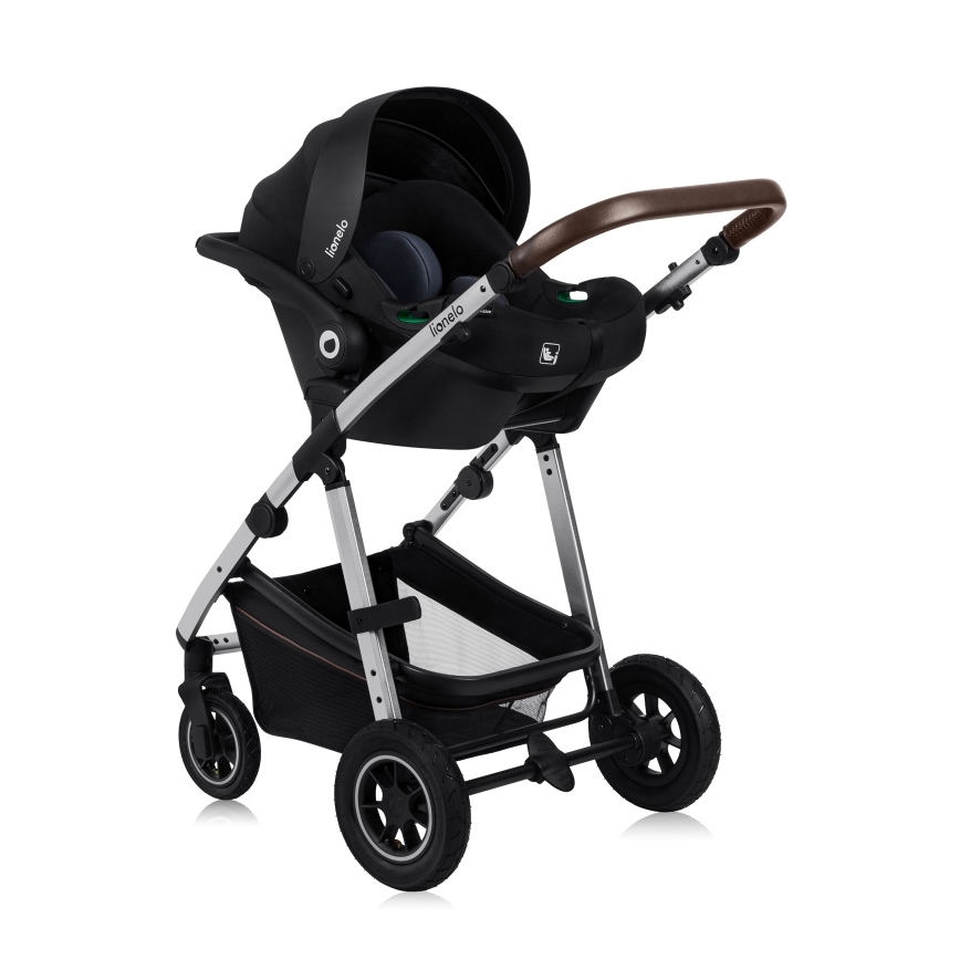 Lionelo - Poussette combinée 3-en-1 AMBER Noir/Argent