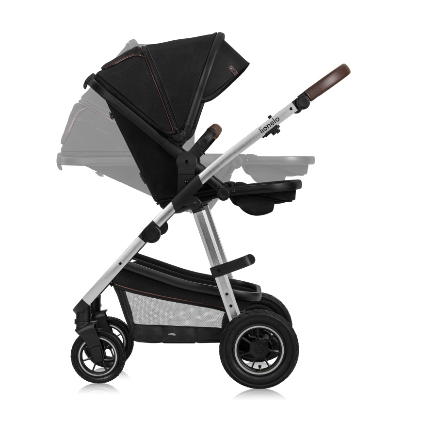 Lionelo - Poussette combinée 3-en-1 AMBER Noir/Argent