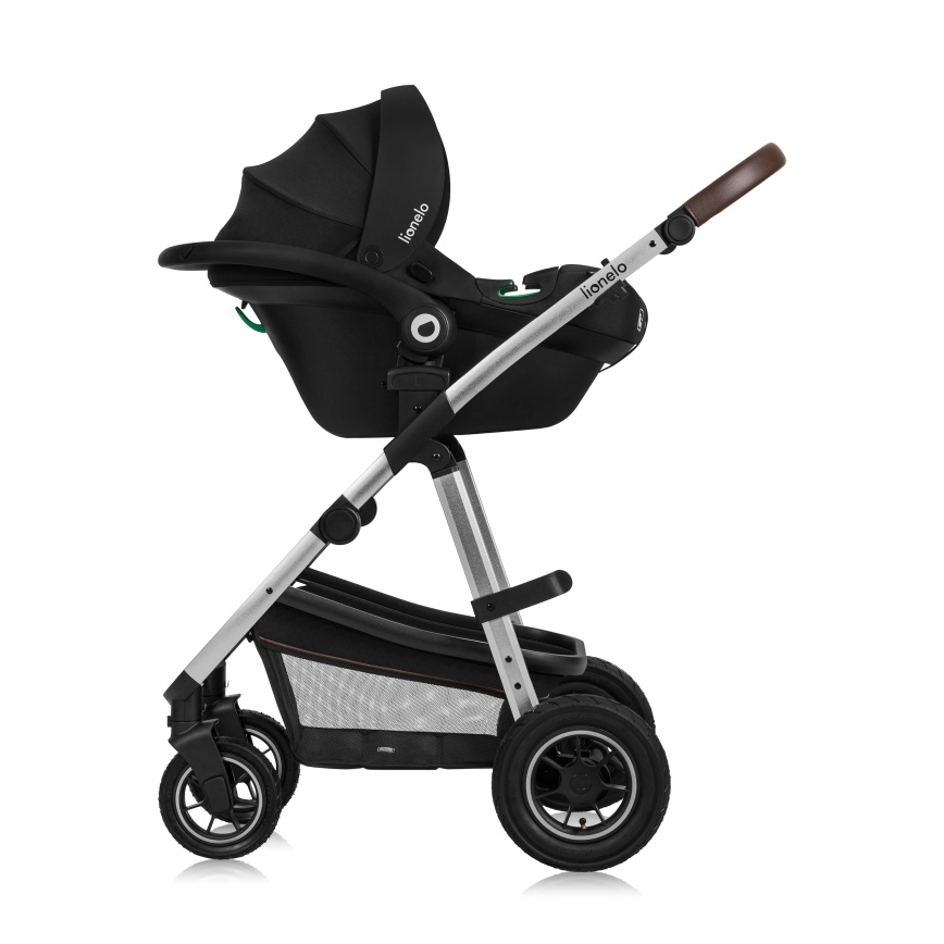 Lionelo - Poussette combinée 3-en-1 AMBER Noir/Argent
