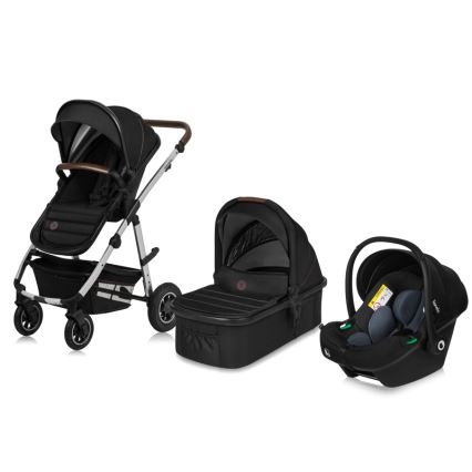 Lionelo - Poussette combinée 3-en-1 AMBER Noir/Argent