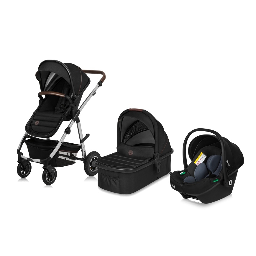 Lionelo - Poussette combinée 3-en-1 AMBER Noir/Argent