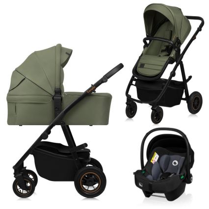 Lionelo - Poussette combinée 3-en-1 AMBER PLUS Vert forêt