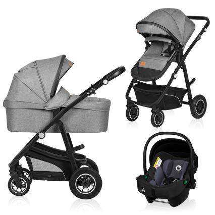 Lionelo - Poussette combinée 3-en-1 BIANKA Gris pierre