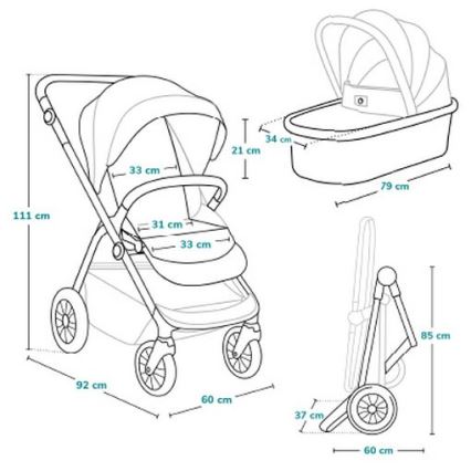 Lionelo - Poussette combinée 3-en-1 BIANKA Gris pierre