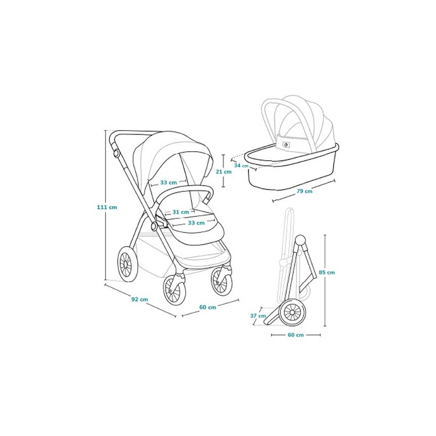 Lionelo - Poussette combinée 3-en-1 BIANKA Gris pierre