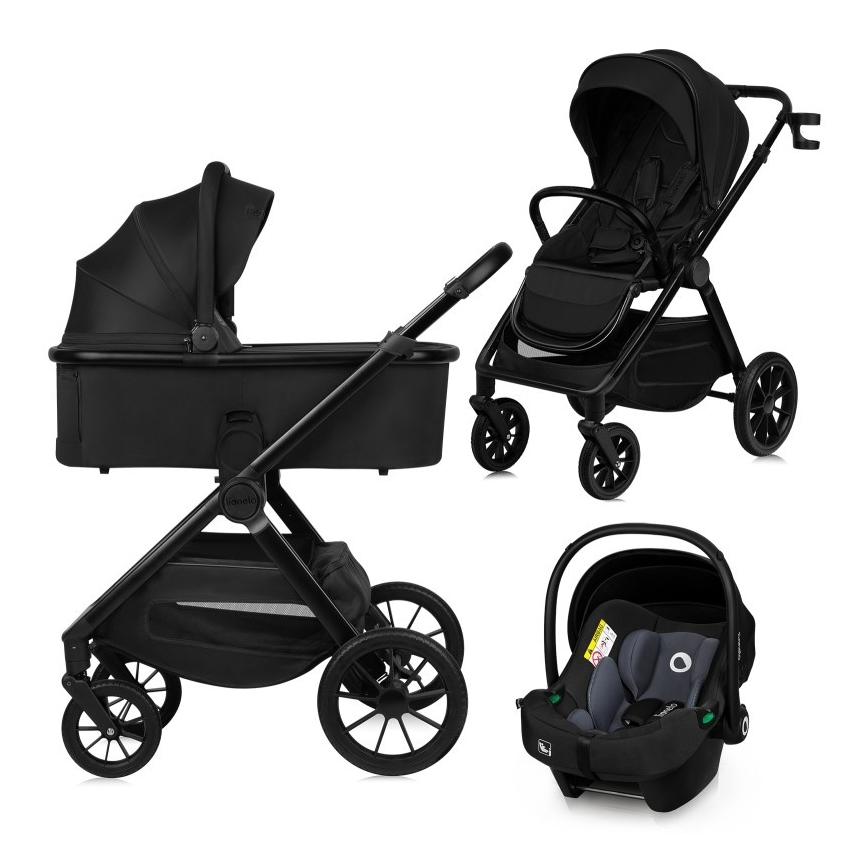 Lionelo - Poussette combinée 3-en-1 LAYLA Noir Onyx