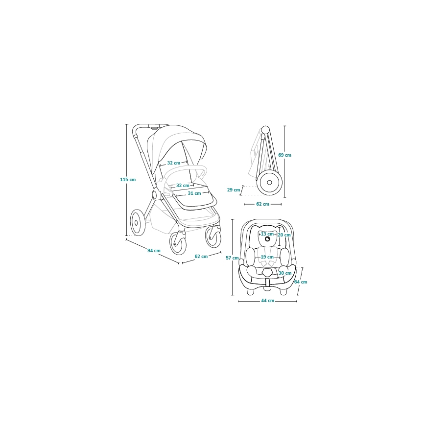 Lionelo - Poussette combinée 3-en-1 LAYLA Noir Onyx