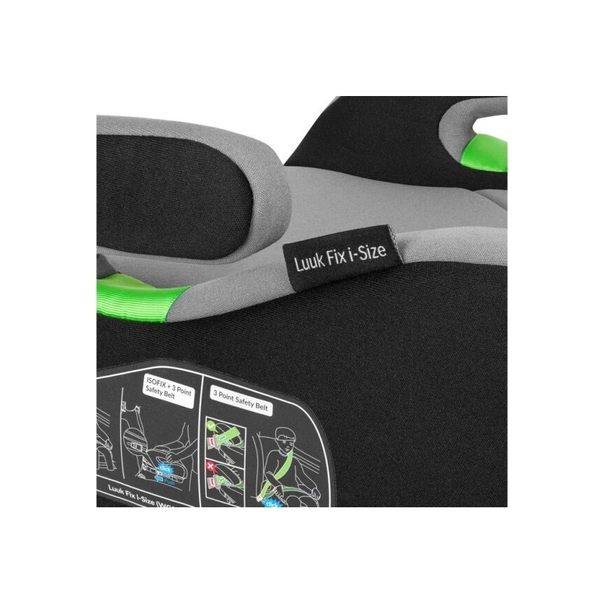 Lionelo - Rehausseur pour voiture LUUK FIX i-Taille 125-150 cm noir/gris
