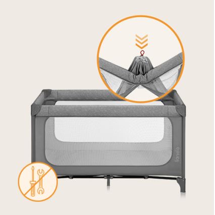 Lionelo - Reisbed JASMIN EASY FOLD Grey Stone