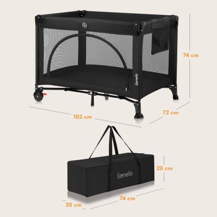 Lionelo - Reisbed LAURA Black Carbon