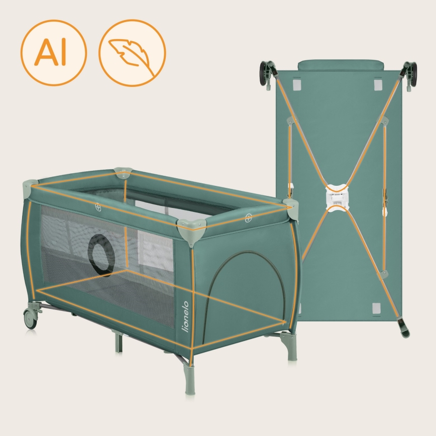 Lionelo - Reisbed STEFI PLUS Green Olive