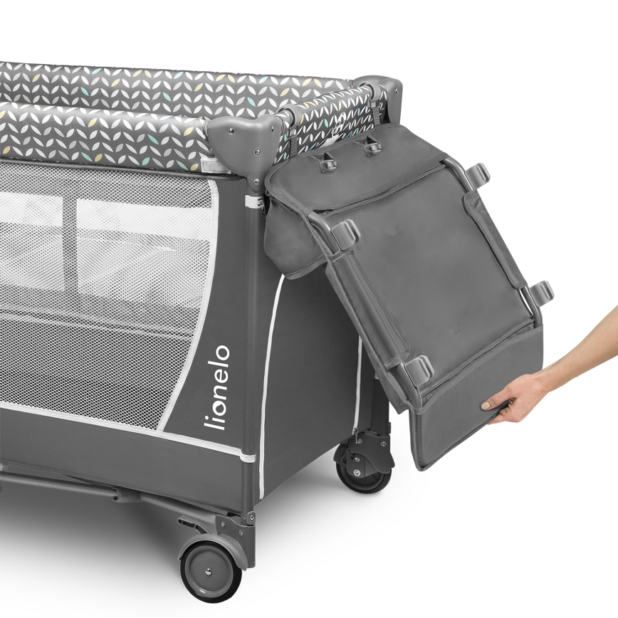 Lionelo - Reisbedje FLOWER Grijs Scandi