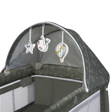 Lionelo - Reisbedje SVEN PLUS Beige olijfgroen