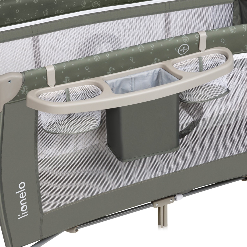 Lionelo - Reisbedje SVEN PLUS Beige olijfgroen