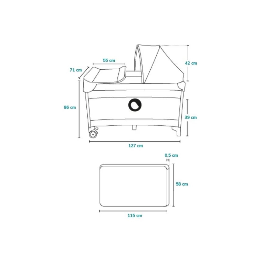 Lionelo - Reisbedje SVEN PLUS grijs