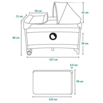 Lionelo - Reisbedje SVEN PLUS grijs/turkoois