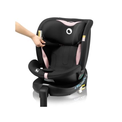 Lionelo - Siège auto avec base pivotante NAVY i-Taille 40-150 cm noir/rose