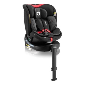 Lionelo - Siège auto avec base pivotante NAVY i- Taille 40-150 cm noir/rouge