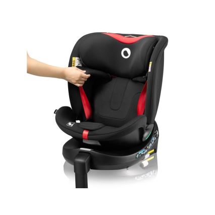 Lionelo - Siège auto avec base pivotante NAVY i- Taille 40-150 cm noir/rouge