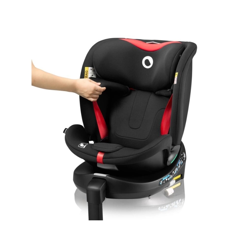 Lionelo - Siège auto avec base pivotante NAVY i- Taille 40-150 cm noir/rouge