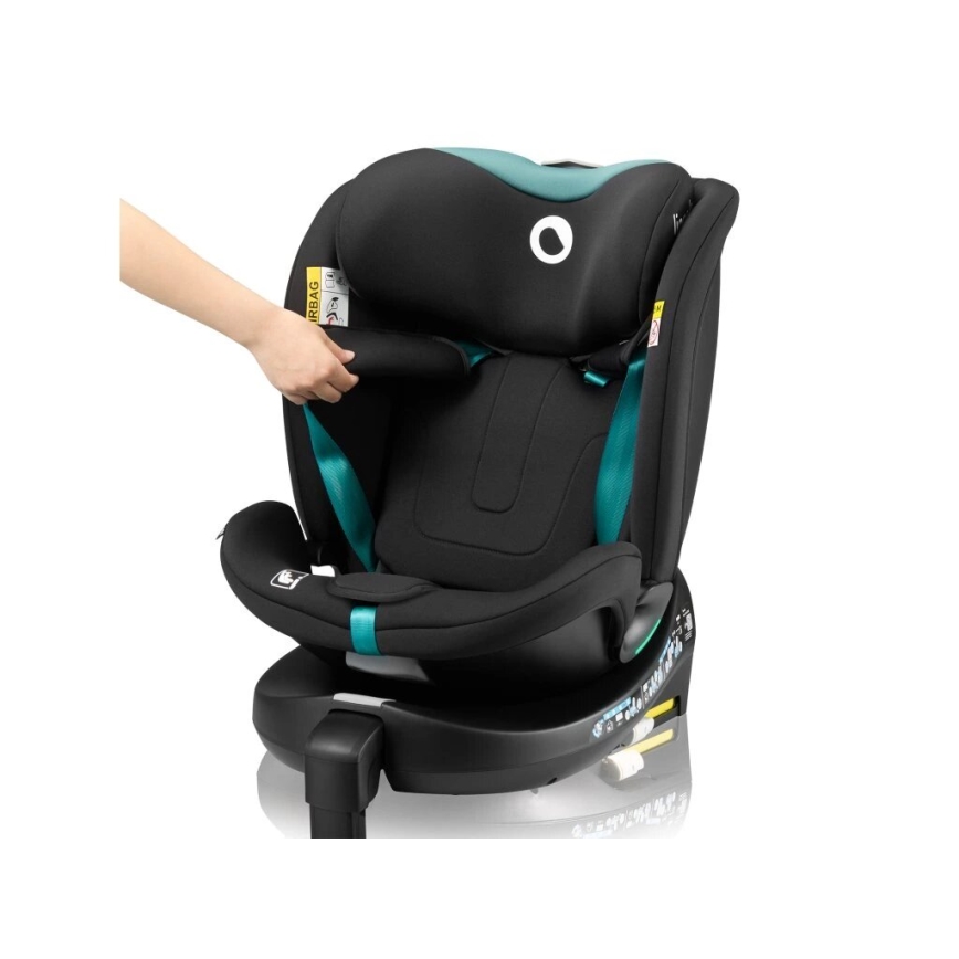 Lionelo - Siège auto avec base pivotante NAVY i-Taille 40-150 cm noir/turquoise
