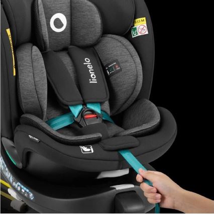 Lionelo - Siège auto avec base pivotante NAVY i-Taille 40-150 cm noir/turquoise