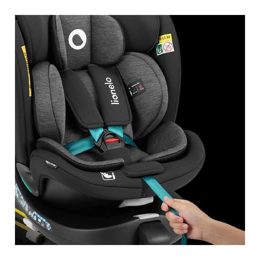 Lionelo - Siège auto avec base pivotante NAVY i-Taille 40-150 cm noir/turquoise