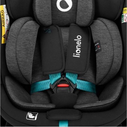 Lionelo - Siège auto avec base pivotante NAVY i-Taille 40-150 cm noir/turquoise