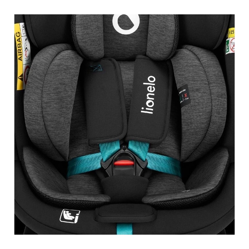 Lionelo - Siège auto avec base pivotante NAVY i-Taille 40-150 cm noir/turquoise